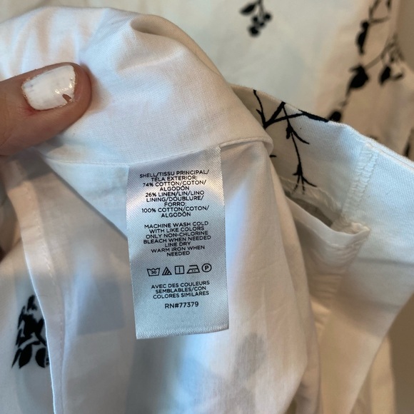 Ann Taylor White Black Floral Midi Dress Cotton Linen Blend Work Wear Size 10 - Picture 4 of 5